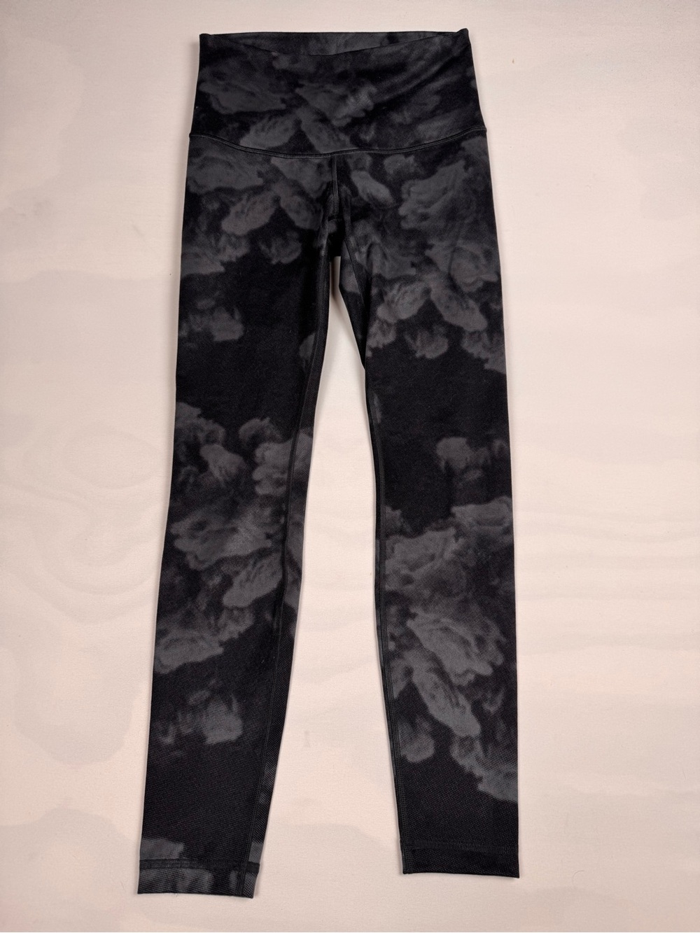 Lululemon Wunder Under Pant *Cotton Roll Down Black Gray Cloud Print Women’s 8